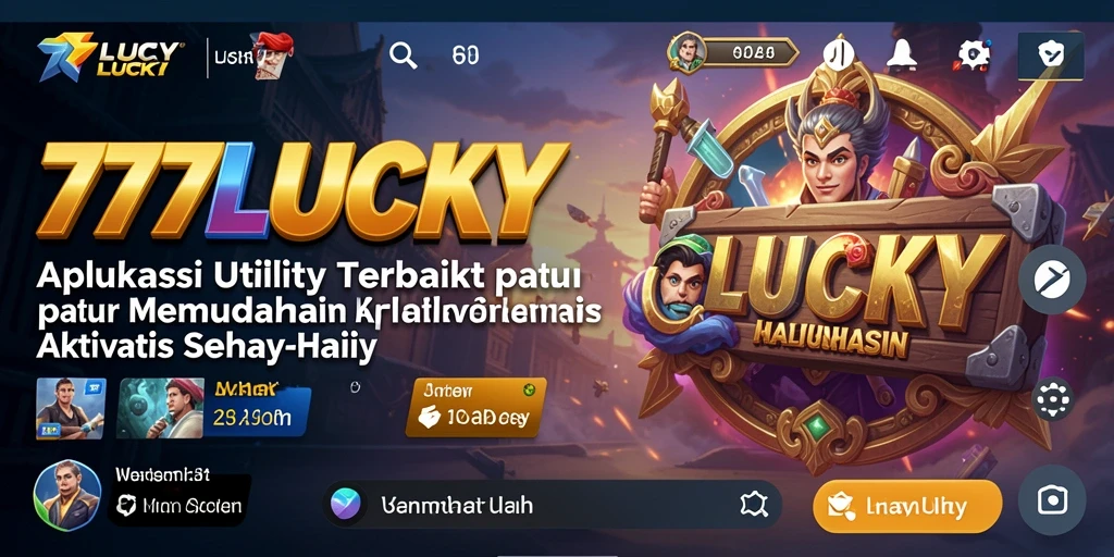 Screenshot utama dari aplikasi 777LUCKY yang menampilkan antarmuka pengguna yang menarik.
