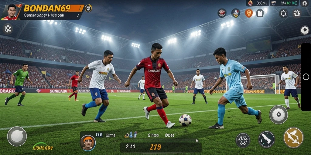 Tampilan gameplay seru dari BONDAN69 dengan tim sepak bola favorit.
