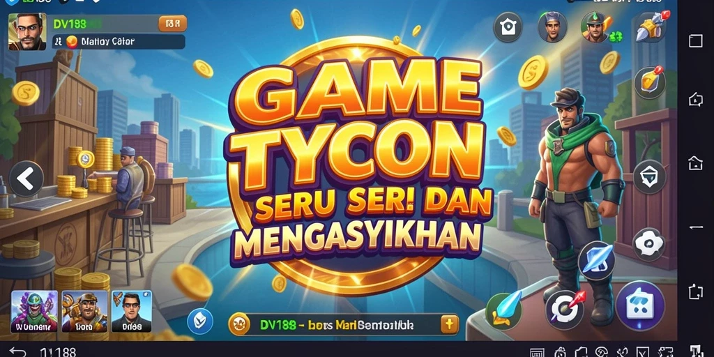 Screenshot gameplay DV188 menampilkan aktivitas manajemen Tycoon yang seru.
