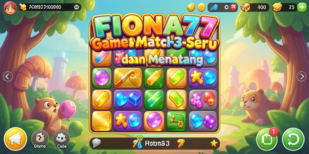 Tampilan menarik dari gameplay Match-3 FIONA77 dengan level yang menantang.