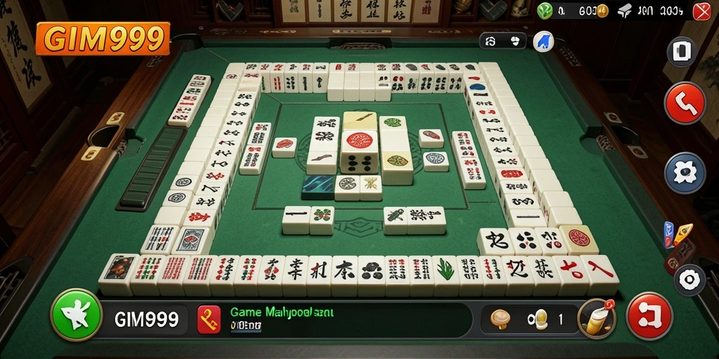 Screenshot GIM999 menunjukkan gameplay Mahjong yang dinamis dan penuh warna.