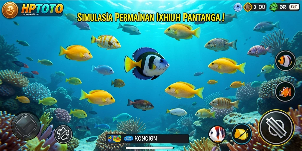 Tampilan gameplay HPTOTO dengan grafis ikan yang menarik.