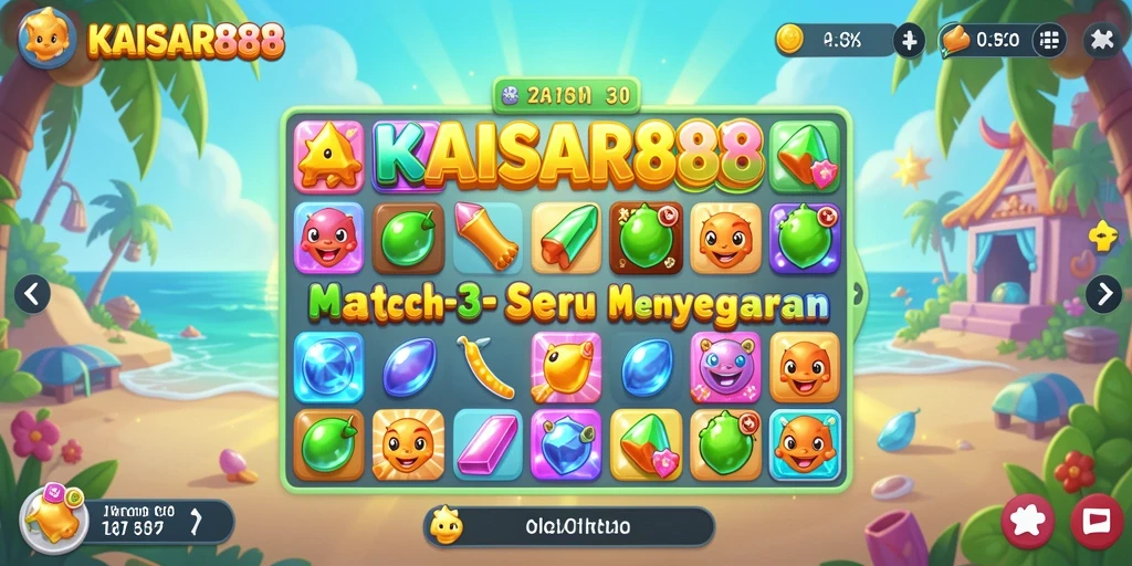 Tampilan gameplay KAISAR888 dengan banyak aksi Match-3 yang seru.