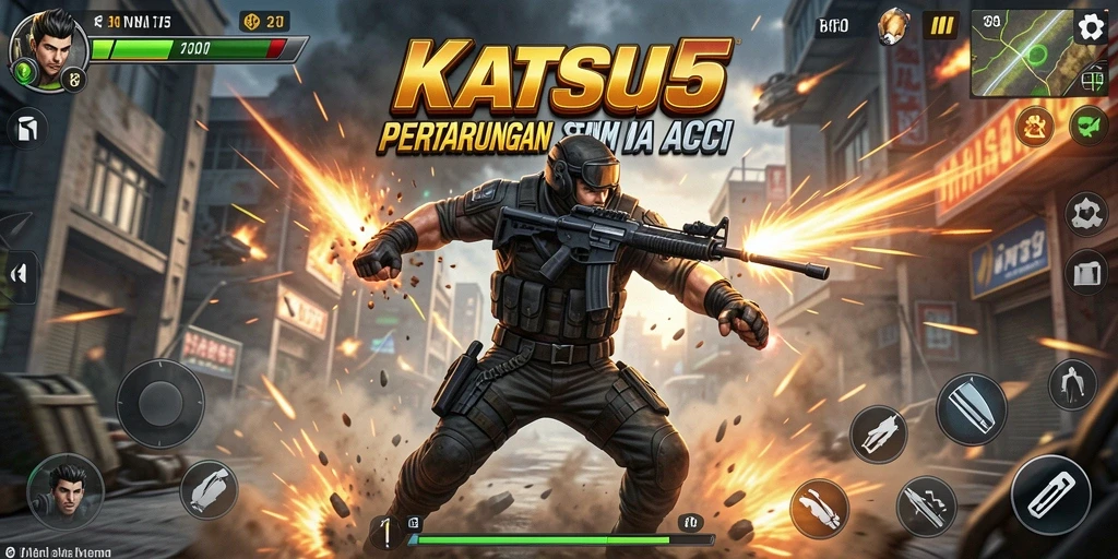 Gambaran gameplay seru di KATSU5 dengan aksi mendebarkan.