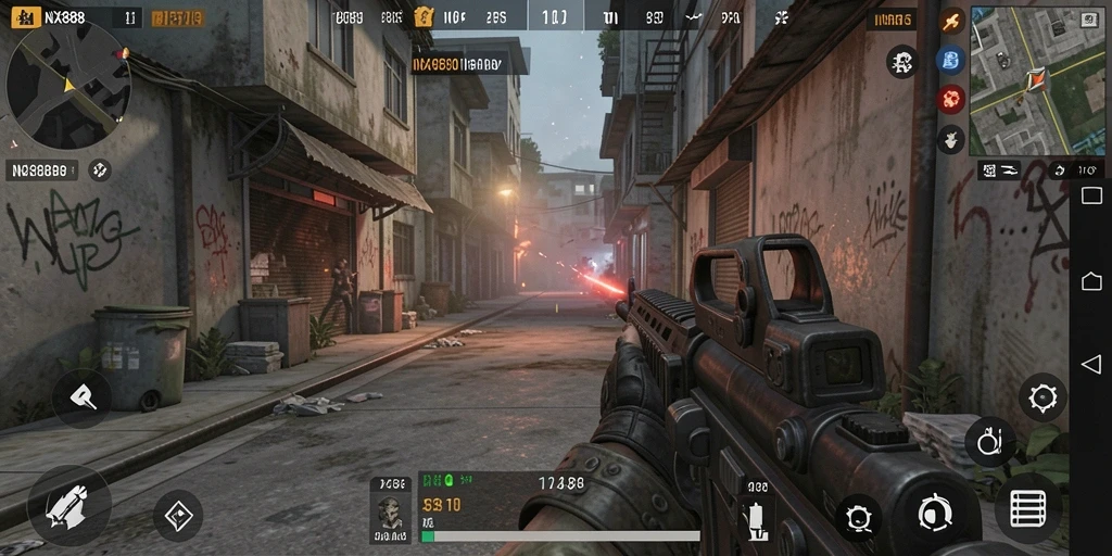 Tangkapan layar gameplay NX888 dengan aksi menegangkan.