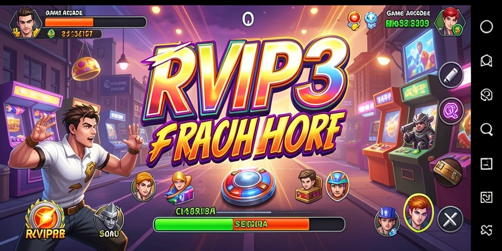 Screenshot utama RVIP3 menunjukkan gameplay Arcade yang seru dan mendebarkan.