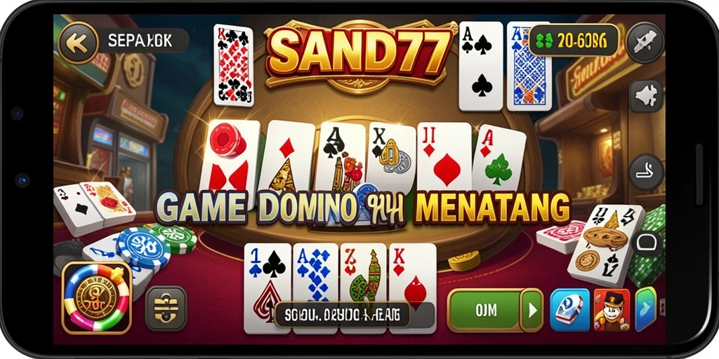 Tampilan seru saat bermain Domino di SAND77 dengan grafis menawan.