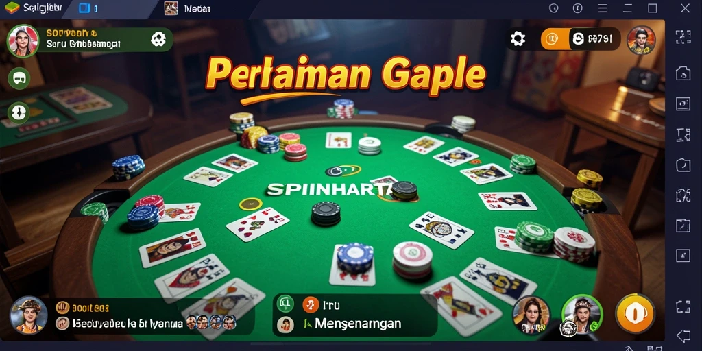 Tampilan gameplay SPINHARTA dengan serunya permainan Gaple.