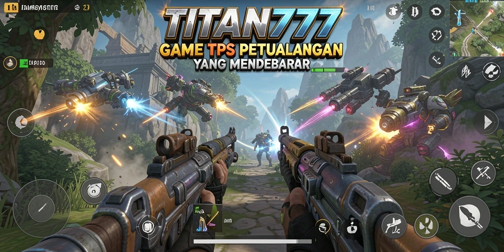 Tampilan gameplay menegangkan di TITAN777 dengan aksi TPS yang intens.