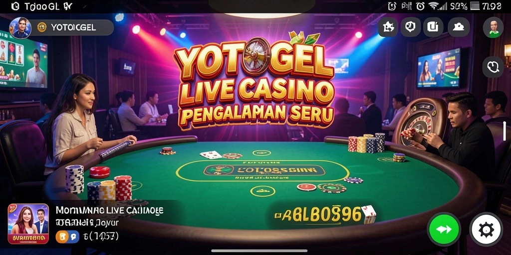 Tampilan utama gameplay YOTOGEL yang menampilkan dealer langsung dan interaksi pemain.